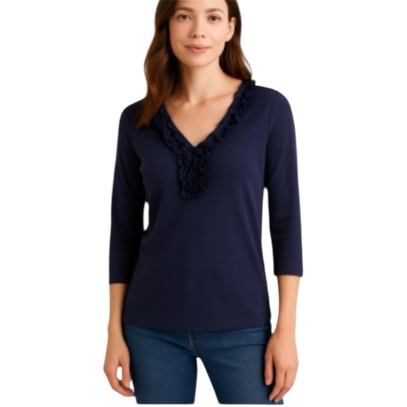 Chaps Women's Navy Blue V Neck Tee XL - Picture 3 of 12